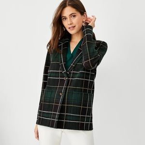 NWT Ann Taylor Plaid Sweater Blazer Sz LP